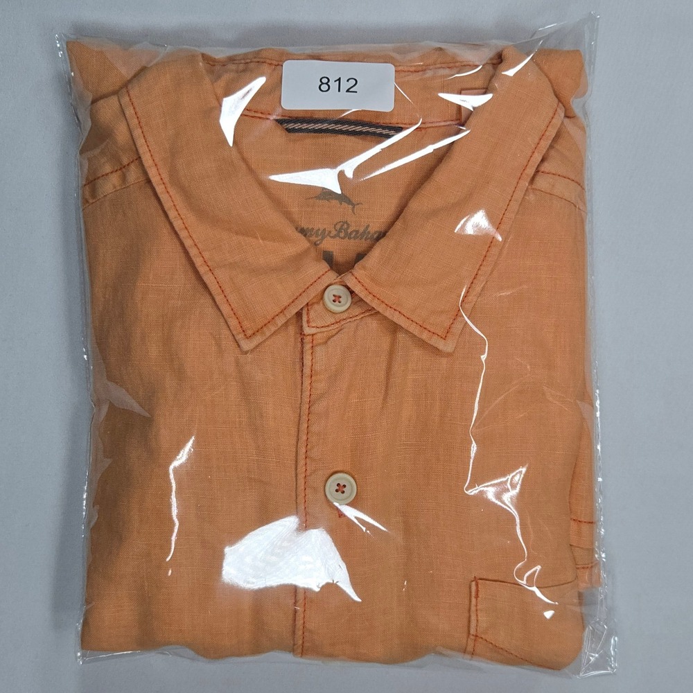 Tommy Bahama Men Linen Orange Button Shirt XL Relax Fit Sunwashed Coastal Casual - Picture 15 of 15